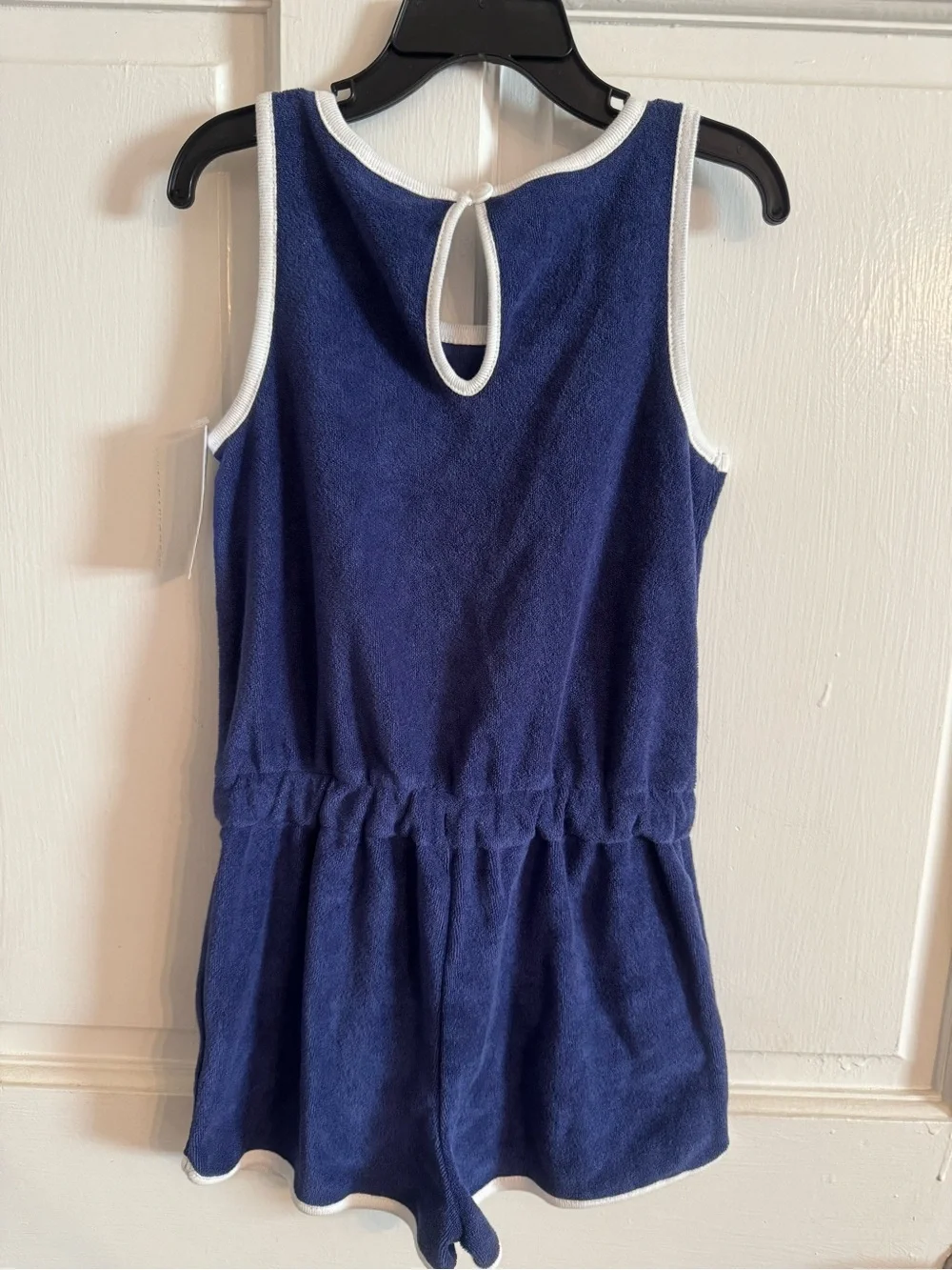 Carter's Navy Blue Terry Romper with White Trim